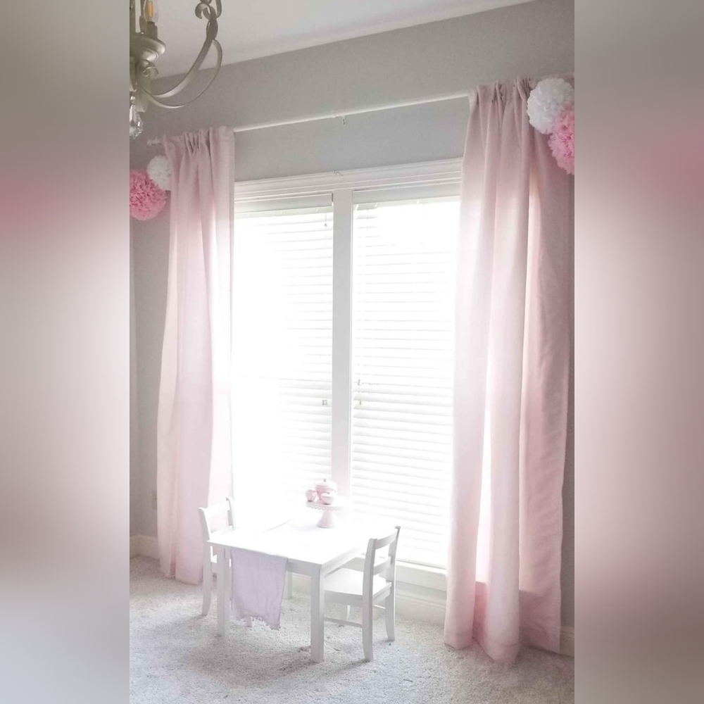 Light Pink Faux Silk Curtains (2 panels included)